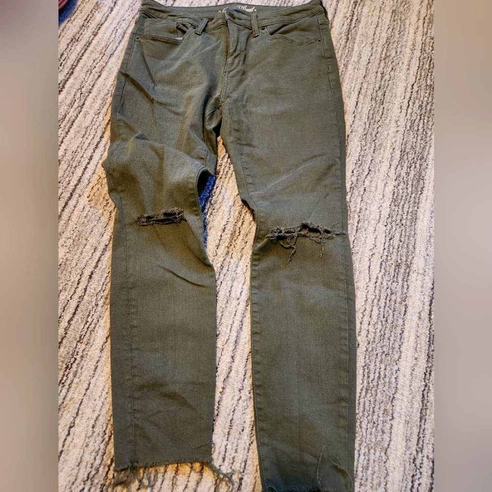 Army green stretch denim jeans size 12